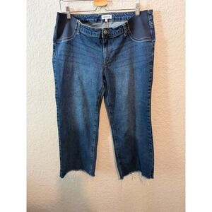 Motherhood Maternity Side Panel Crop Jeans Size L Raw Hem Casual Boho Denim